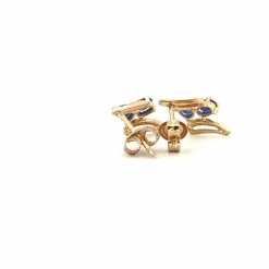Puces D'oreilles Or Jaune, Tanzanites & Diamants