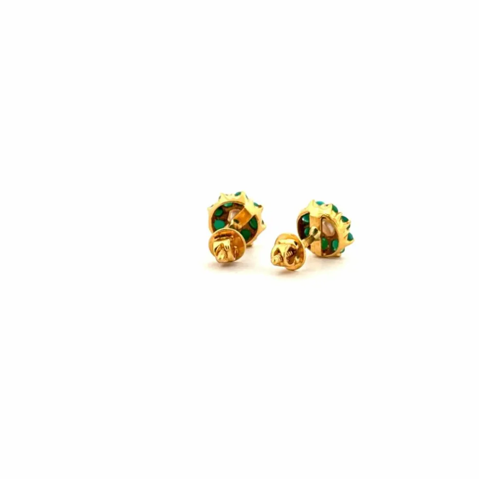 Puces d'oreilles or jaune perle