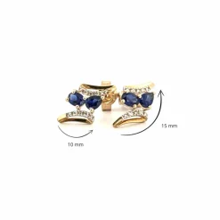 Puces D'oreilles Or Jaune, Tanzanites & Diamants