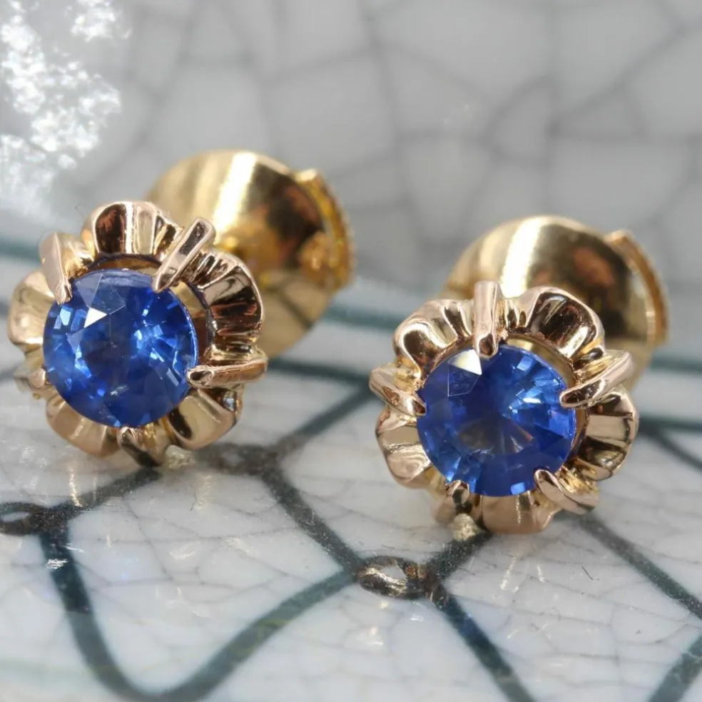 Puces d'oreilles saphirs vintage