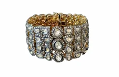 Rare Bracelet manchette époque XVIIIème Or & Argent, Diamants 35 carats