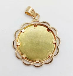 RARE Pendentif AUGIS médaille d'amour 26 mm or rose 18k orné de rubis :