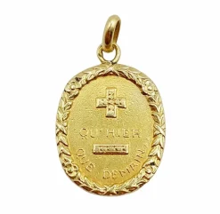 RARE Pendentif médaille d'amour or 18k "+ qu'hier - que demain" maison AUGIS (circa 1920)