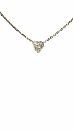 Ras de cou or blanc diamant cœur 0,74 carat