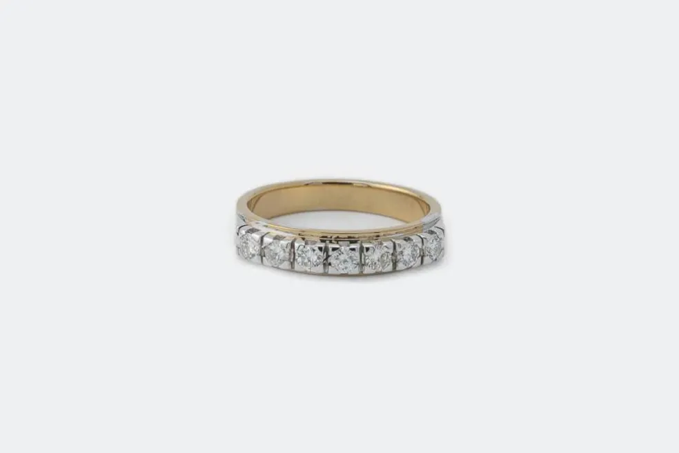Rivière en or jaune et or blanc avec diamants