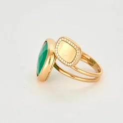 ROBERTO COIN - Black Amphibole Jade - Bague en Or rose, Agate, Quartz et Diamants