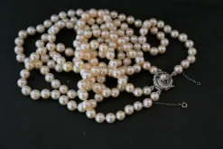 Sautoir 2 Rangs De Perles De Culture, Fermoir Saphirs