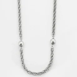 Sautoir Billes or gris