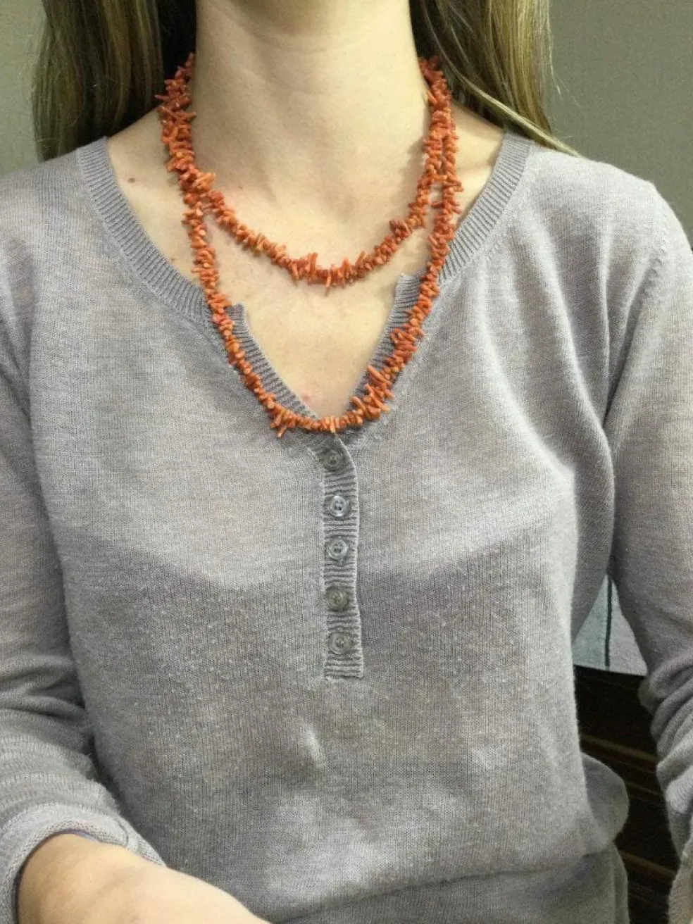 Sautoir En Corail Rouge