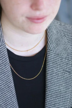 Sautoir maille jaseron or et perles fines