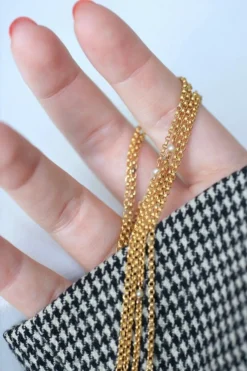 Sautoir maille jaseron or et perles fines