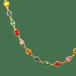 Sautoir or jaune Emeraudes et Saphirs Roses