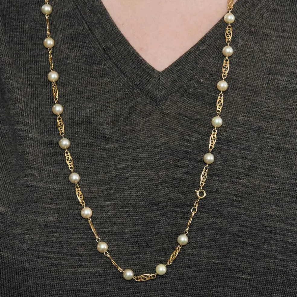 Sautoir Or Jaune Perles de Culture
