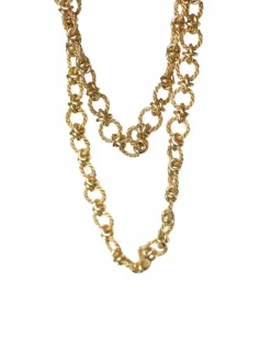 Sautoir vintage, maille corde, en or jaune