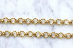 Sautoir vintage, maille corde, en or jaune