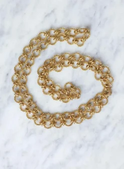 Sautoir vintage, maille corde, en or jaune