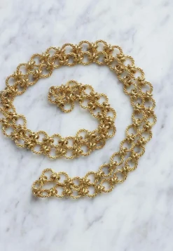 Sautoir vintage, maille corde, en or jaune
