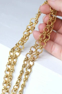 Sautoir vintage, maille corde, en or jaune