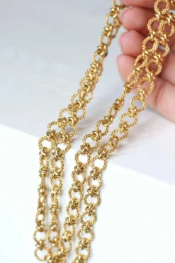 Sautoir vintage, maille corde, en or jaune