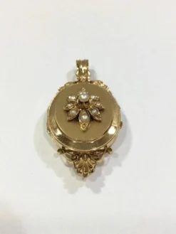 Savard - Médaillon Photo Or Et Perles Napoléon III