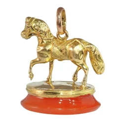 Sceau pendentif cheval en or vintage