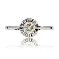 Solitaire ancien or blanc diamant champagne