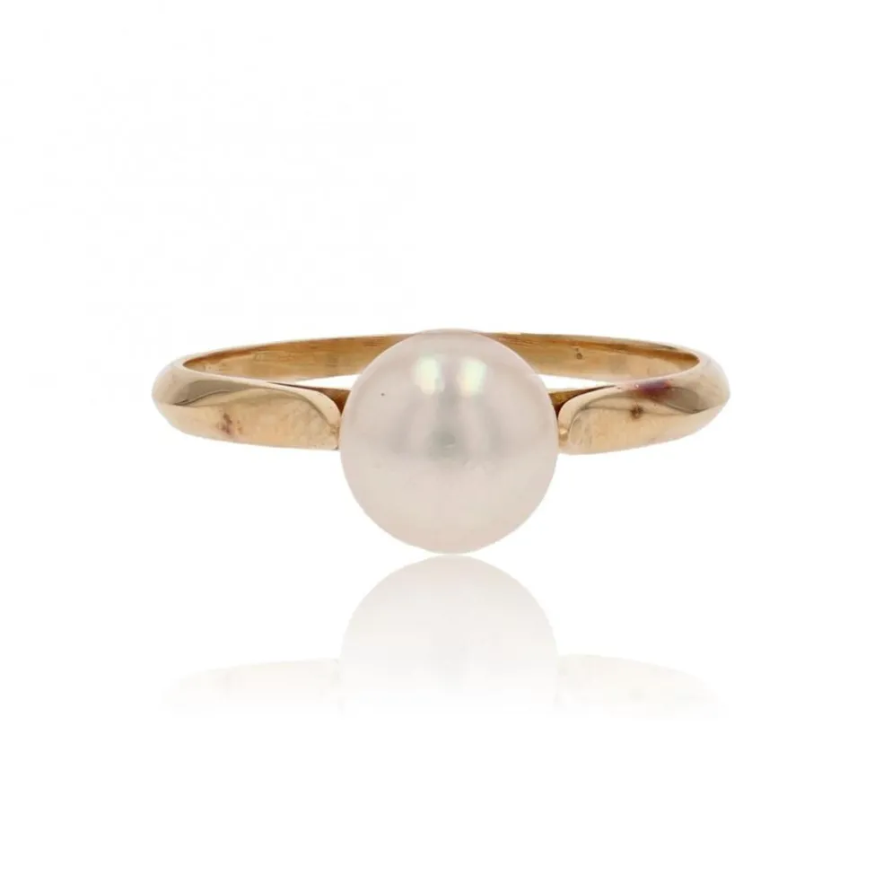 Solitaire ancien or jaune perle de culture