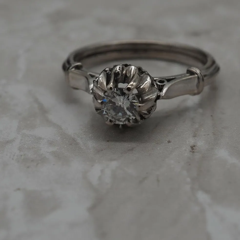 Solitaire ancien, platine diamant