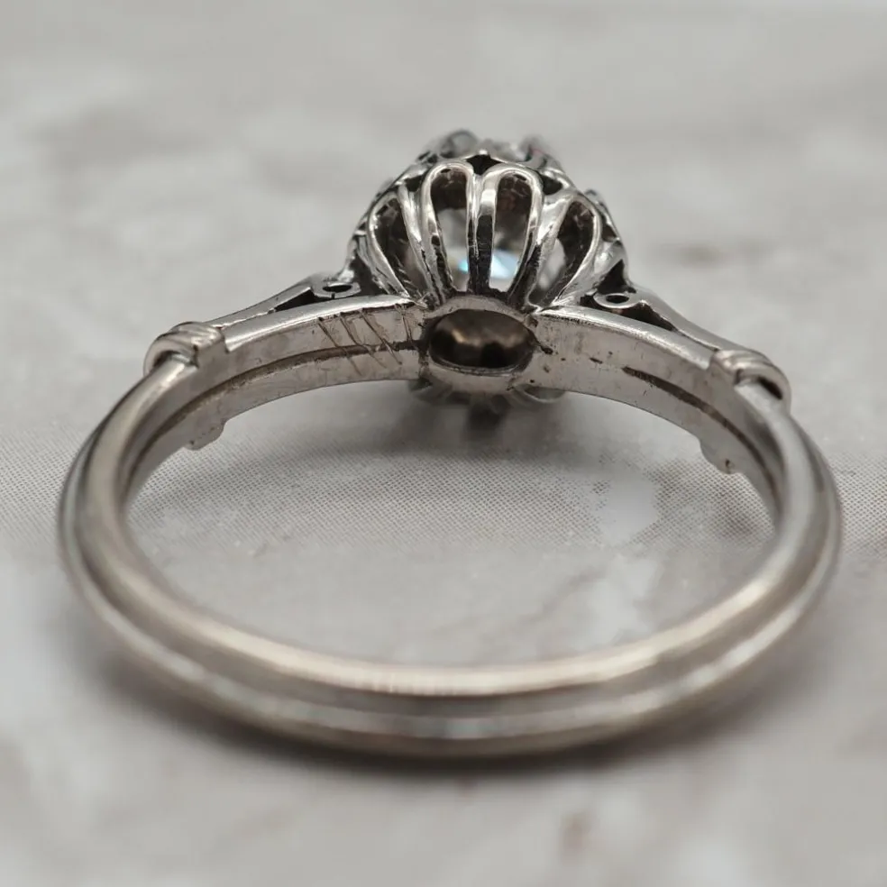 Solitaire ancien, platine diamant