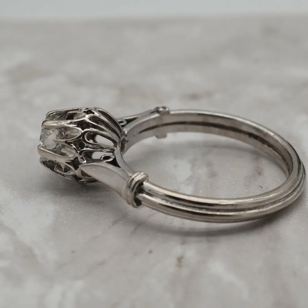 Solitaire ancien, platine diamant