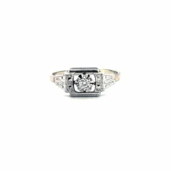 Solitaire Art Déco Or Blanc Diamant