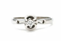 Solitaire Art Déco or blanc et diamant