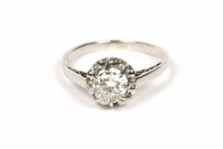 Solitaire Art Déco or blanc diamant (+-0.65ct)