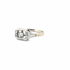 Solitaire Art Déco Or Blanc Diamant