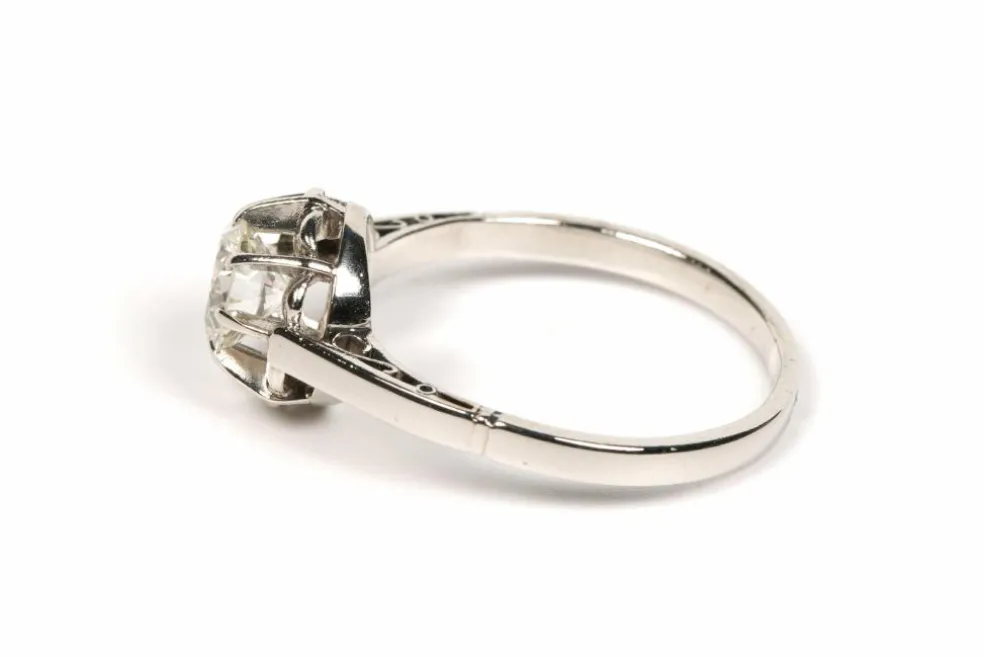 Solitaire Art Déco or blanc diamant (+-0.65ct)