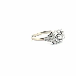 Solitaire Art Déco Or Blanc Diamant