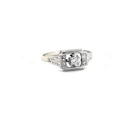 Solitaire Art Déco Or Blanc Diamant