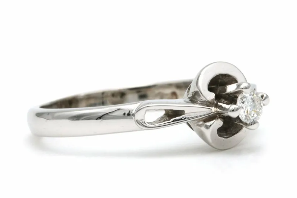 Solitaire Art Déco or blanc et diamant