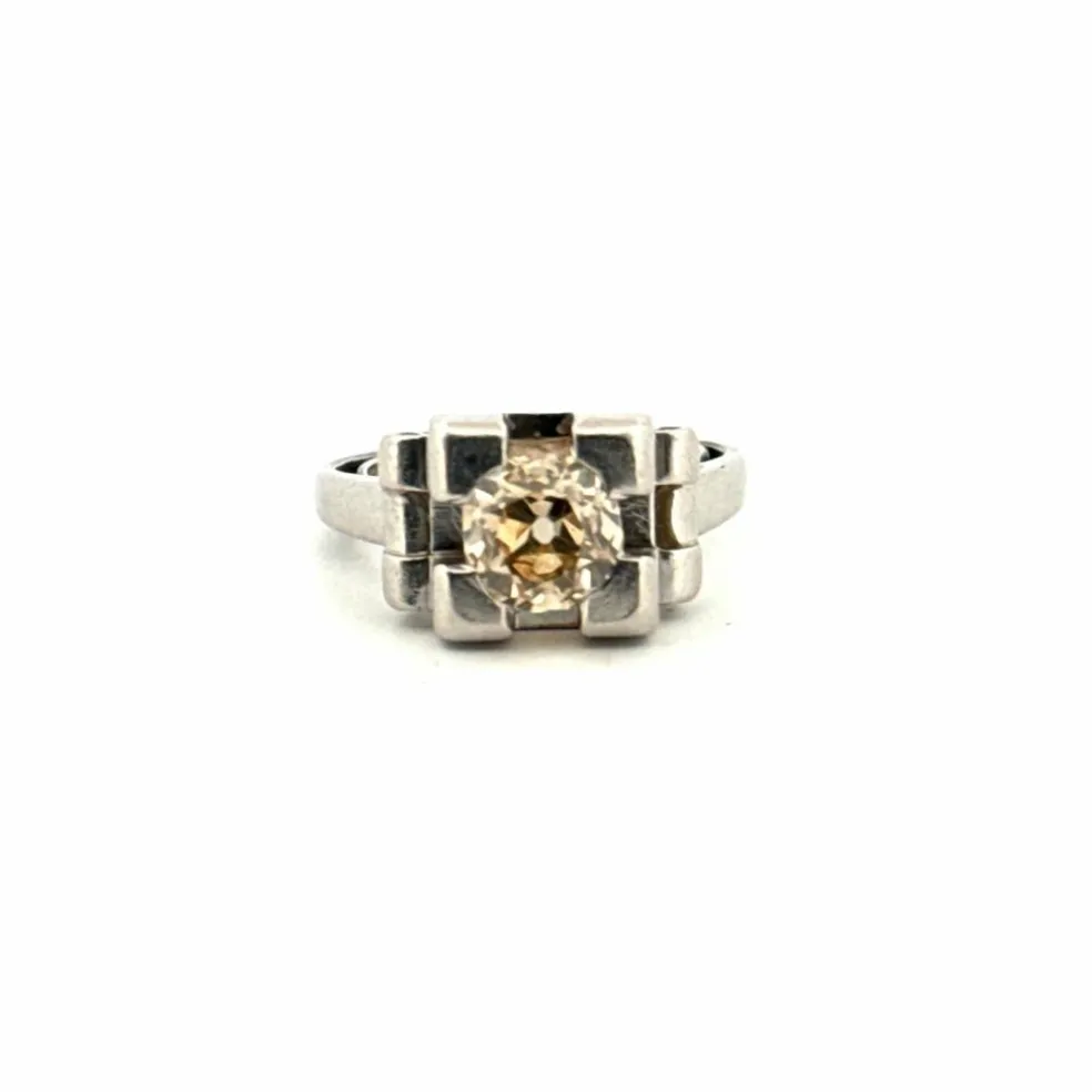 Solitaire Art-Déco Or Blanc Diamant