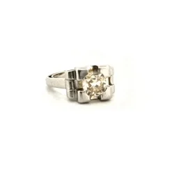 Solitaire Art-Déco Or Blanc Diamant