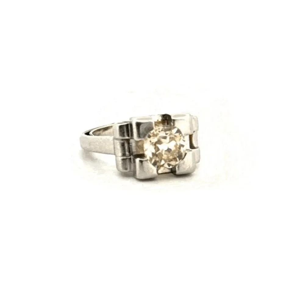 Solitaire Art-Déco Or Blanc Diamant