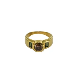 Solitaire diamant cognac et saphirs