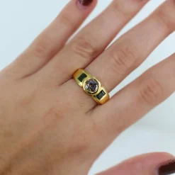 Solitaire diamant cognac et saphirs