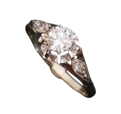 Solitaire diamant, monture or et platine