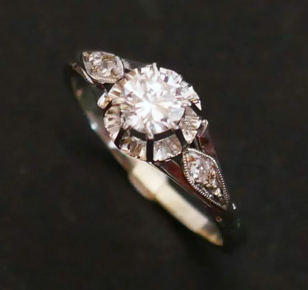 Solitaire diamant, monture or et platine