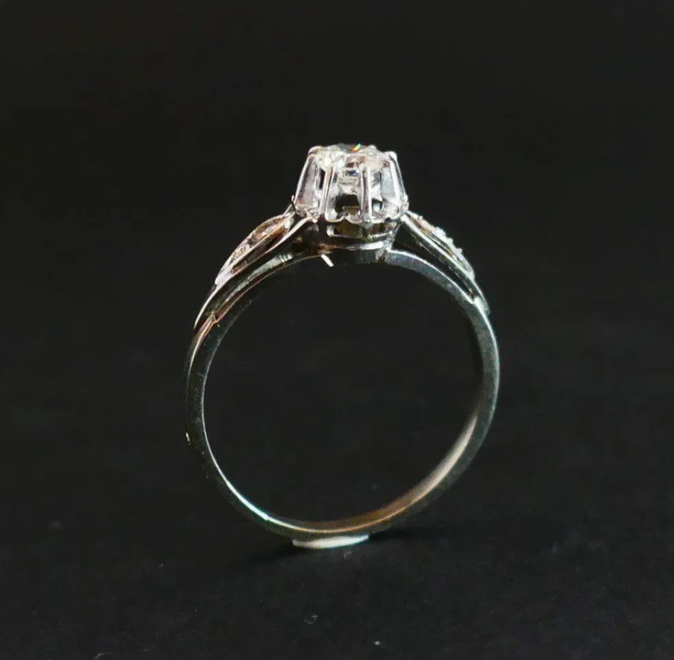 Solitaire diamant, monture or et platine