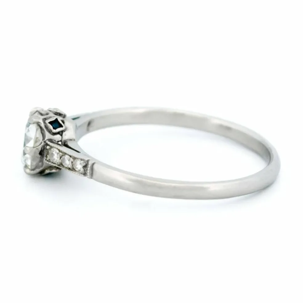 Solitaire diamant saphir platine