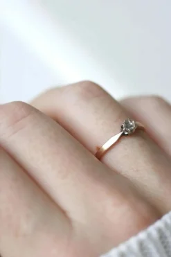 Solitaire diamant sur or rose et argent
