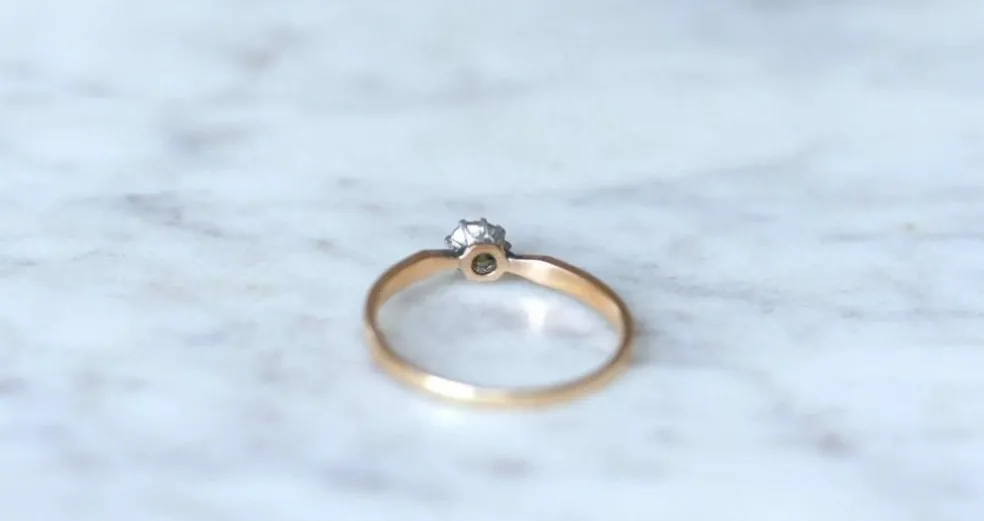 Solitaire diamant sur or rose et argent