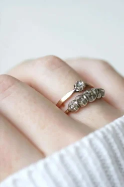 Solitaire diamant sur or rose et argent